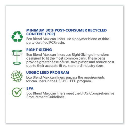 Eco Blend Max Can Liners, 40 To 45 Gal, 0.8 Mil, 40" X 46", Clear, 25 Bags/roll, 6 Rolls/carton - Image 3