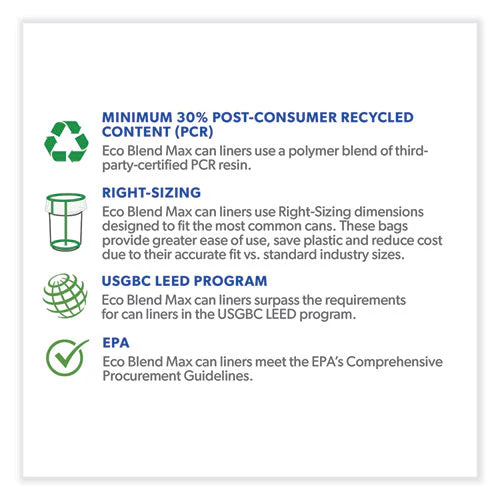 Eco Blend Max Can Liners, 40 To 45 Gal, 0.8 Mil, 40" X 46", Green, 25 Bags/roll, 6 Rolls/carton - Image 3