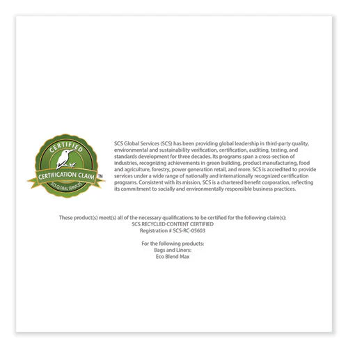 Eco Blend Max Can Liners, 40 To 45 Gal, 0.8 Mil, 40" X 46", Black, 25 Bags/roll, 6 Rolls/carton - Image 3