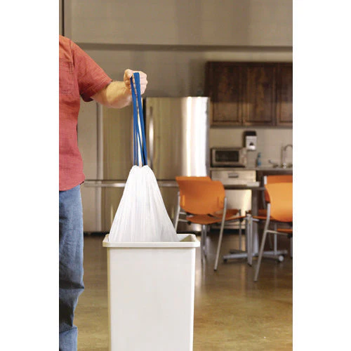 Drawstring Trash Bags, 13 Gal, 0.8 Mil, 24" X 28", White, 40 Bags/roll, 2 Rolls/box - Image 2