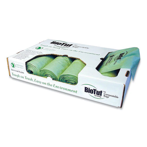 Biotuf Compostable Can Liners, 60 To 64 Gal, 1 Mil, 47" X 60", Green, 20 Bags/roll, 5 Rolls/carton - Image 1