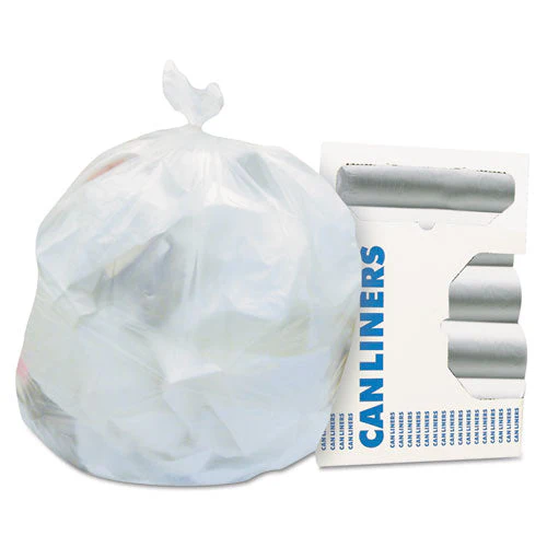 High-density Waste Can Liners, 33 Gal, 16 Mic, 33" X 40", Natural, 25 Bags/roll, 10 Rolls/carton - Image 1