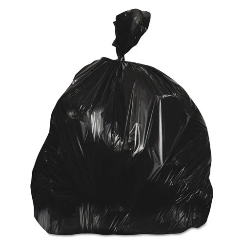 High-density Waste Can Liners, 33 Gal, 22 Mic, 33" X 40", Black, 25 Bags/roll, 10 Rolls/carton - Image 1