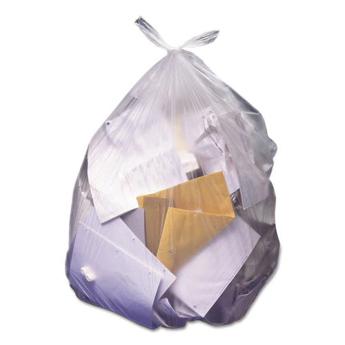 High-density Waste Can Liners, 60 Gal, 22 Mic, 38" X 60", Natural, 25 Bags/roll, 6 Rolls/carton - Image 1
