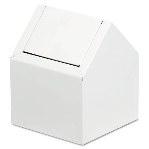 Double Entry, Swing Top Floor Receptacle, Metal, White - Image 1
