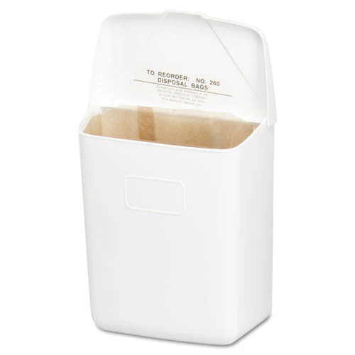 Wall Mount Sanitary Napkin Receptacle-ppc, 1 Gal, Ppc Plastic, White - Image 1