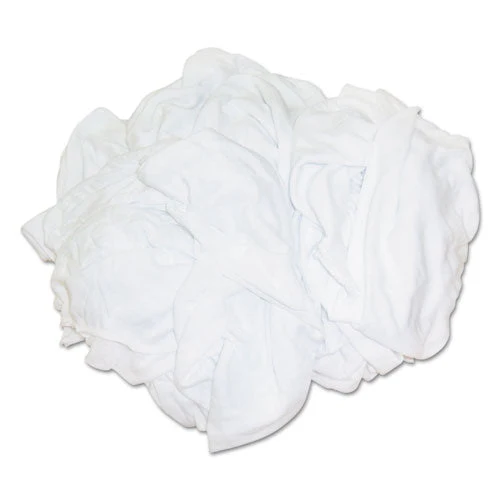 New Bleached White T-shirt Rags, Multi-fabric, 25 Lb Polybag - Image 1
