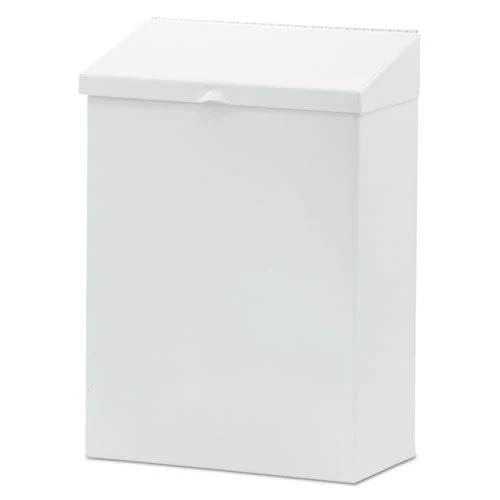 Feminine Hygiene Product Waste Receptacle, Metal, White - Image 1