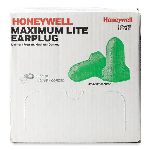 Maximum Lite Single-use Earplugs, Corded, 30nrr, Green, 100 Pairs - Image 3