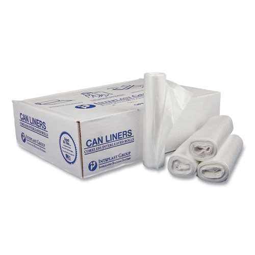 Draw-tuff Institutional Draw-tape Can Liners, 12 Gal, 0.7 Mil, 28" X 24", White, 25 Bags/roll, 12 Rolls/carton - Image 1