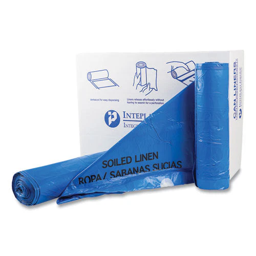 Draw-tuff Institutional Draw-tape Can Liners, 30 Gal, 1 Mil, 30.5" X 40", Blue, 25 Bags/roll, 8 Rolls/carton - Image 1
