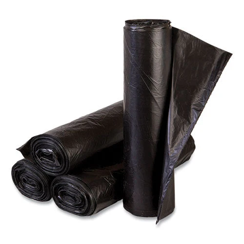 High-density Commercial Can Liners, 10 Gal, 6 Mic, 24" X 24", Black, 50 Bags/roll, 20 Perforated Rolls/carton - Image 1