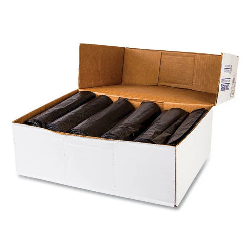 High-density Commercial Can Liners, 10 Gal, 6 Mic, 24" X 24", Black, 50 Bags/roll, 20 Perforated Rolls/carton - Image 2