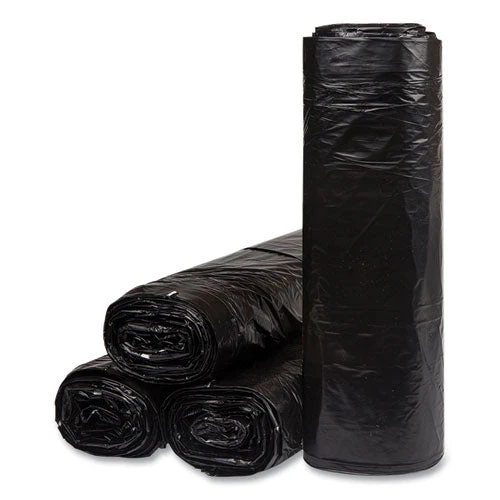 Low-density Commercial Can Liners, Coreless Interleaved Roll, 60 Gal, 1.2mil, 38" X 58", Black, 10 Bags/roll, 10 Rolls/carton - Image 1