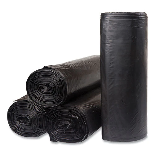 Low-density Commercial Can Liners, Coreless Interleaved Roll, 45 Gal, 1.2mil, 40" X 46", Black, 10 Bags/roll, 10 Rolls/carton - Image 1
