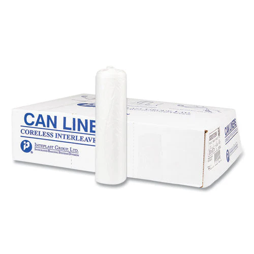 High-density Commercial Can Liners, 10 Gal, 8 Mic, 24" X 24", Natural, 50 Bags/roll, 20 Interleaved Rolls/carton - Image 1