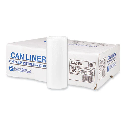 High-density Commercial Can Liners, 16 Gal, 8 Mic, 24" X 33", Natural, 50 Bags/roll, 20 Interleaved Rolls/carton - Image 1