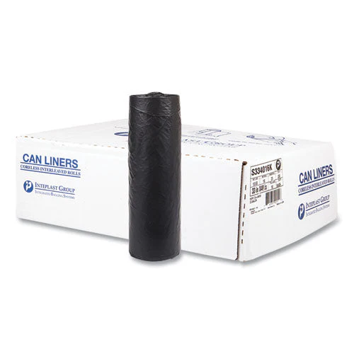 High-density Commercial Can Liners, 33 Gal, 16 Mic, 33" X 40", Black, 25 Bags/roll, 10 Interleaved Rolls/carton - Image 1