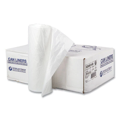 High-density Commercial Can Liners, 60 Gal, 14 Mic, 38" X 60", Clear, 25 Bags/roll, 8 Interleaved Rolls/carton - Image 1