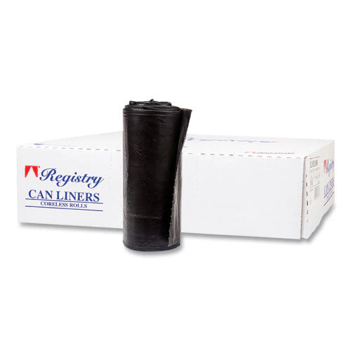 High-density Commercial Can Liners, 60 Gal, 17 Mic, 38" X 60", Black, 25 Bags/roll, 8 Interleaved Rolls/carton - Image 1