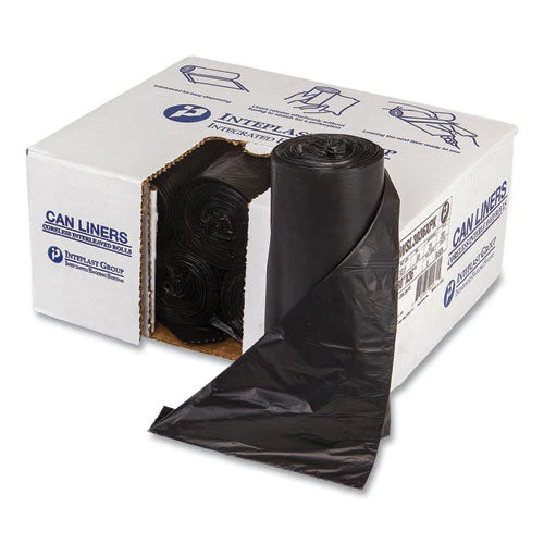 Low-density Commercial Can Liners, Coreless Interleaved Roll, 30 Gal, 0.9 Mil, 30" X 36", Black, 25 Bags/roll, 8 Rolls/carton - Image 1