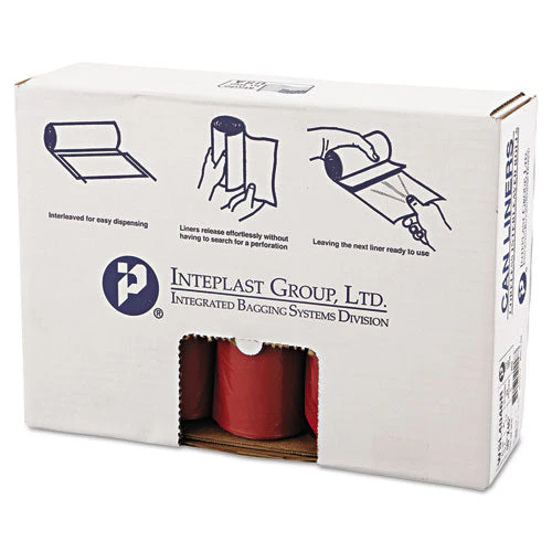 Biohazard Low-density Commercial Can Liners, Coreless Interleaved Roll, 4 Gal, 1.3 Mil, 40" X 46", Red, 20/roll, 5 Rolls/ct - Image 1