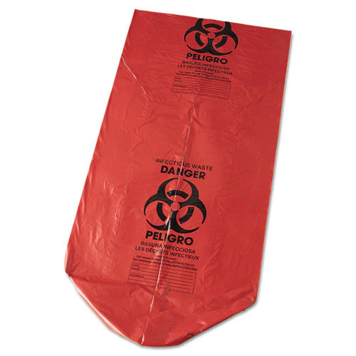Biohazard Low-density Commercial Can Liners, Coreless Interleaved Roll, 4 Gal, 1.3 Mil, 40" X 46", Red, 20/roll, 5 Rolls/ct - Image 2