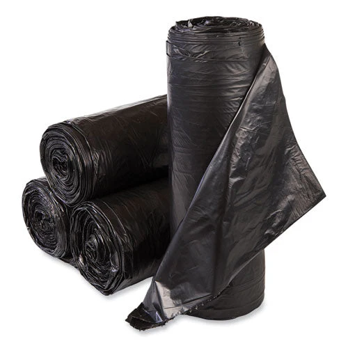 High-density Commercial Can Liners Value Pack, 60 Gal, 19 Mic, 38" X 58", Black, 25 Bags/roll, 6 Interleaved Rolls/carton - Image 1
