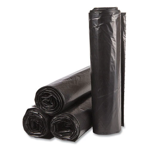 High-density Commercial Can Liners Value Pack, 45 Gal, 19 Mic, 40" X 46", Black, 25 Bags/roll, 6 Interleaved Rolls/carton - Image 1