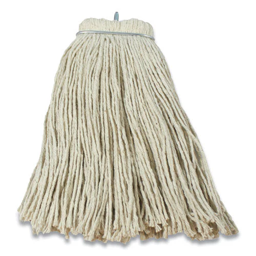 Layflat Regular Screw-type Mop Head, Cotton, 24 Oz, 1" Headband, White - Image 1