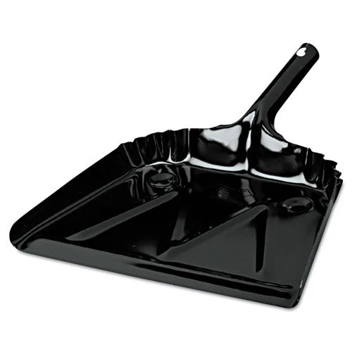 Heavy-duty Metal Dust Pan, 12 X 14, 20-gauge Steel, Black - Image 1