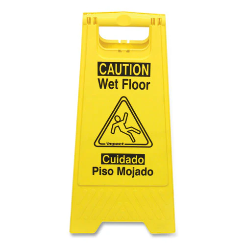 Bilingual Yellow Wet Floor Sign, 12.05 X 1.55 X 24.3 - Image 1