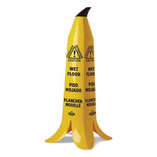 Banana Wet Floor Cones, 14.25 X 14.25 X 36.75, Yellow/brown/black - Image 1