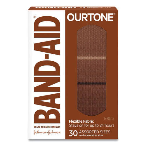 Ourtone Adhesive Bandages, Br55, 2.25 X 0.63; 3 X 0.75; 3 X 1, Medium Brown, 30/pack - Image 1