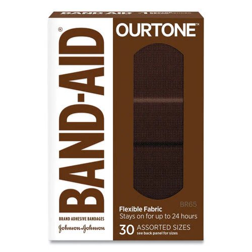 Ourtone Adhesive Bandages, Br65, 2.25 X 0.63; 3 X 0.75; 3 X 1, Deep Brown, 30/pack - Image 1