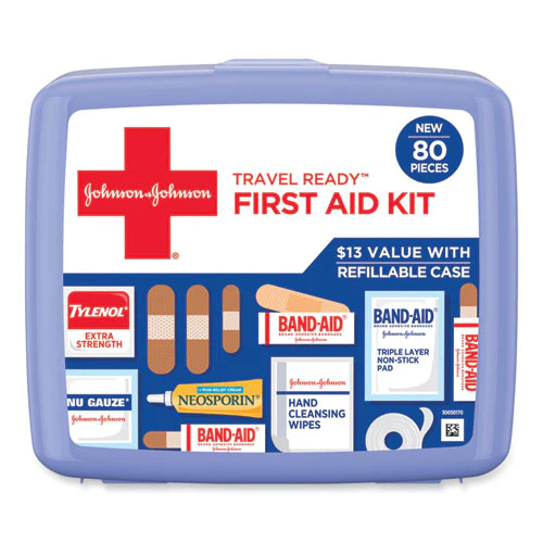 Red Cross Travel Ready Portable Emergency First Aid Kit, 80 Pieces, Plastic Case - Image 1