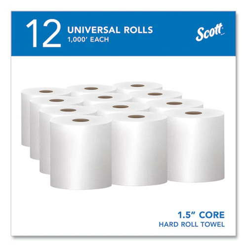 Essential High Capacity Hard Roll Towels For Business, Absorbency Pockets, 1-ply, 8" X 1,000 Ft, 1.5" Core, White,12 Rolls/ct - Image 2
