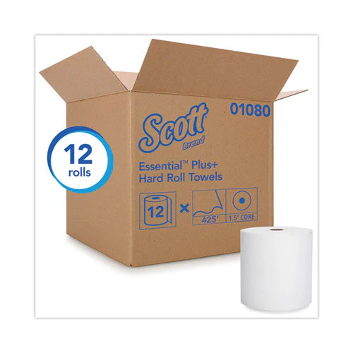 Hard Roll Paper Towels With Premium Absorbency Pockets, 1-ply, 8" X 425 Ft, 1.5" Core, White, 12 Rolls/carton - Image 2