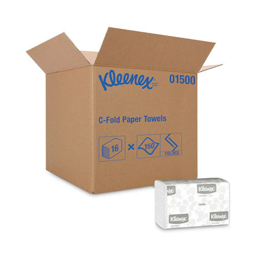 C-fold Paper Towels, 1-ply, 10.13 X 13.15, White, 150/pack, 16 Packs/carton - Image 1