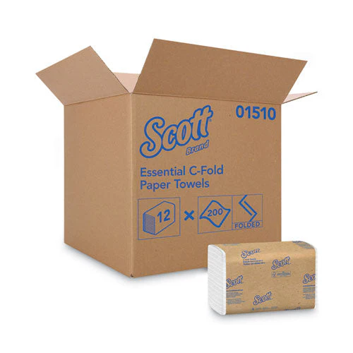 Essential C-fold Towels For Business, Absorbency Pockets, 1-ply, 10.13 X 13.15, White, 200/pack, 12 Packs/carton - Image 1
