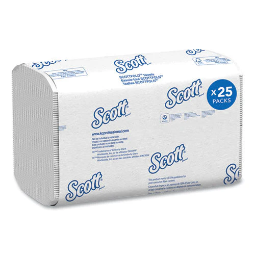 Pro Scottfold Towels, 1-ply, 9.4 X 12.4, White, 175 Towels/pack, 25 Packs/carton - Image 1