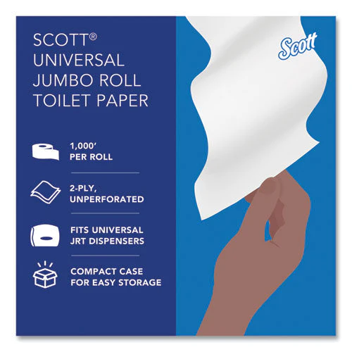 Essential Jrt Jumbo Roll Bathroom Tissue, Septic Safe, 2-ply, White, 3.55" X 1,000 Ft, 4 Rolls/carton - Image 2