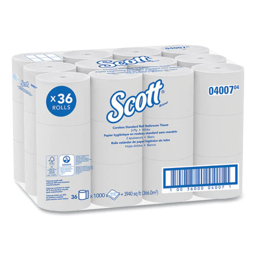 Essential Coreless Srb Bathroom Tissue, Septic Safe, 2-ply, White, 1,000 Sheets/roll, 36 Rolls/carton - Image 1