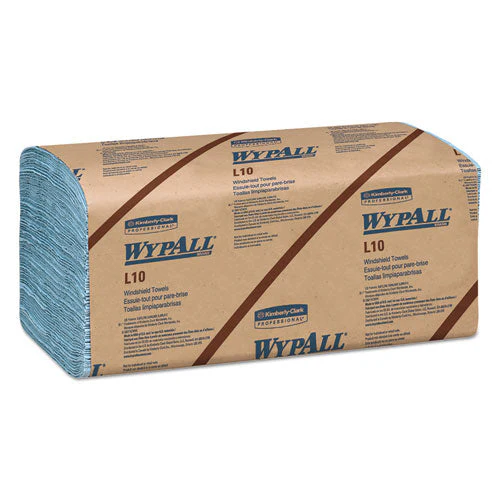 L10 Windshield Wipers, Banded, 2-ply, 9.38 X 10.25, Light Blue, 140/pack, 16 Packs/carton - Image 1