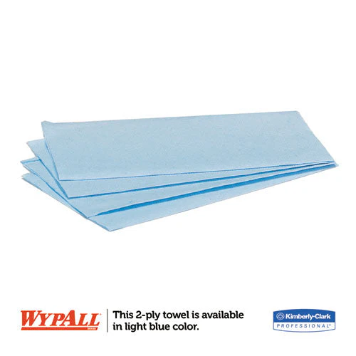 L10 Windshield Wipers, Banded, 2-ply, 9.38 X 10.25, Light Blue, 140/pack, 16 Packs/carton - Image 2