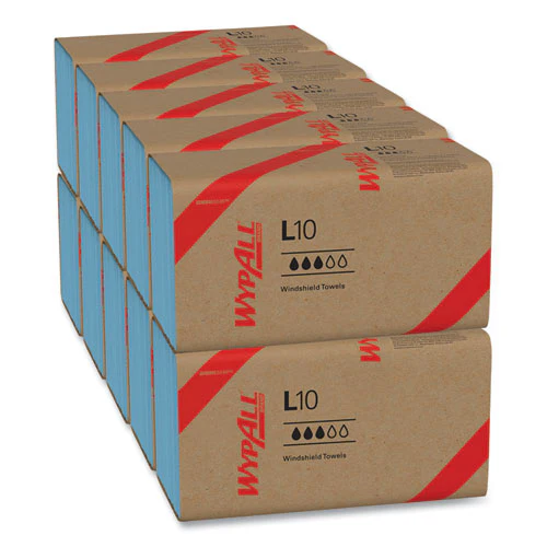 L10 Windshield Towels, 1-ply, 9.1 X 10.25, Light Blue, 224/pack, 10 Packs/carton - Image 1