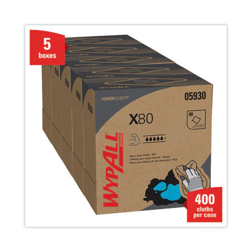 X80 Cloths, Hydroknit, Pop-up Box, 8.34 X 16.8, Red, 80/box, 5 Box/carton - Image 3