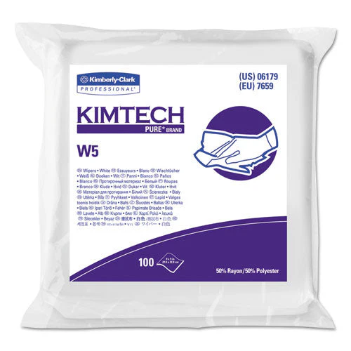 W5 Critical Task Wipers, Flat Double Bag, Spunlace, 9 X 9, Unscented, White, 100/pack, 5 Packs/carton - Image 1