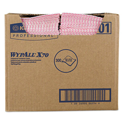 X70 Wipers, 1-ply, 12.5 X 23.2, Red, 300/carton
