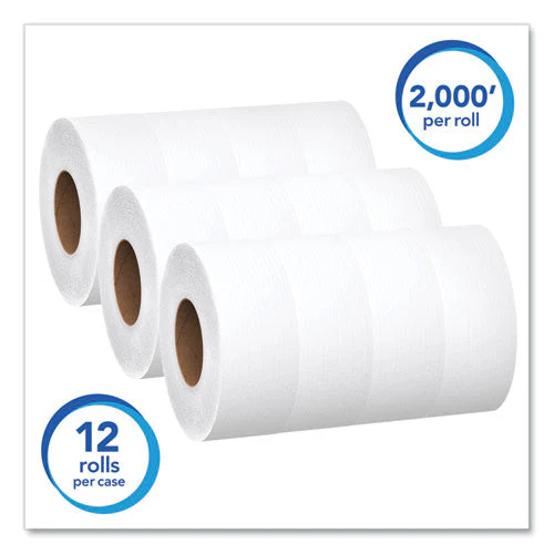 Essential Jrt Jumbo Roll Bathroom Tissue, Septic Safe, 1-ply, White, 3.55" X 2,000 Ft, 12 Rolls/carton - Image 2